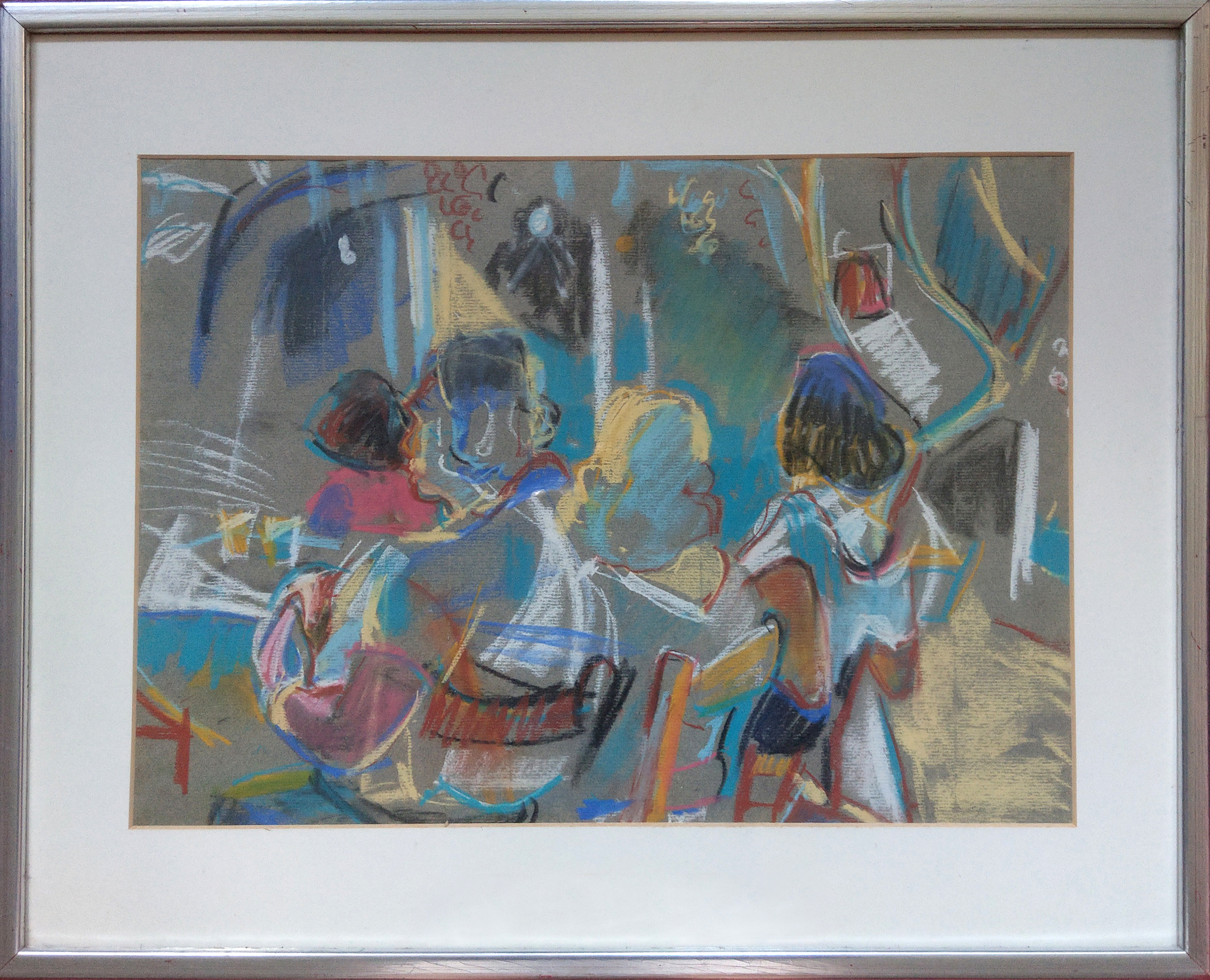 "Greek Taverna"
 "Ελληνική Tαβέρνα"
Pastel Drawing by Elaine Ask 1986 410 x 290 mm unframed
520 x 420 mm framed