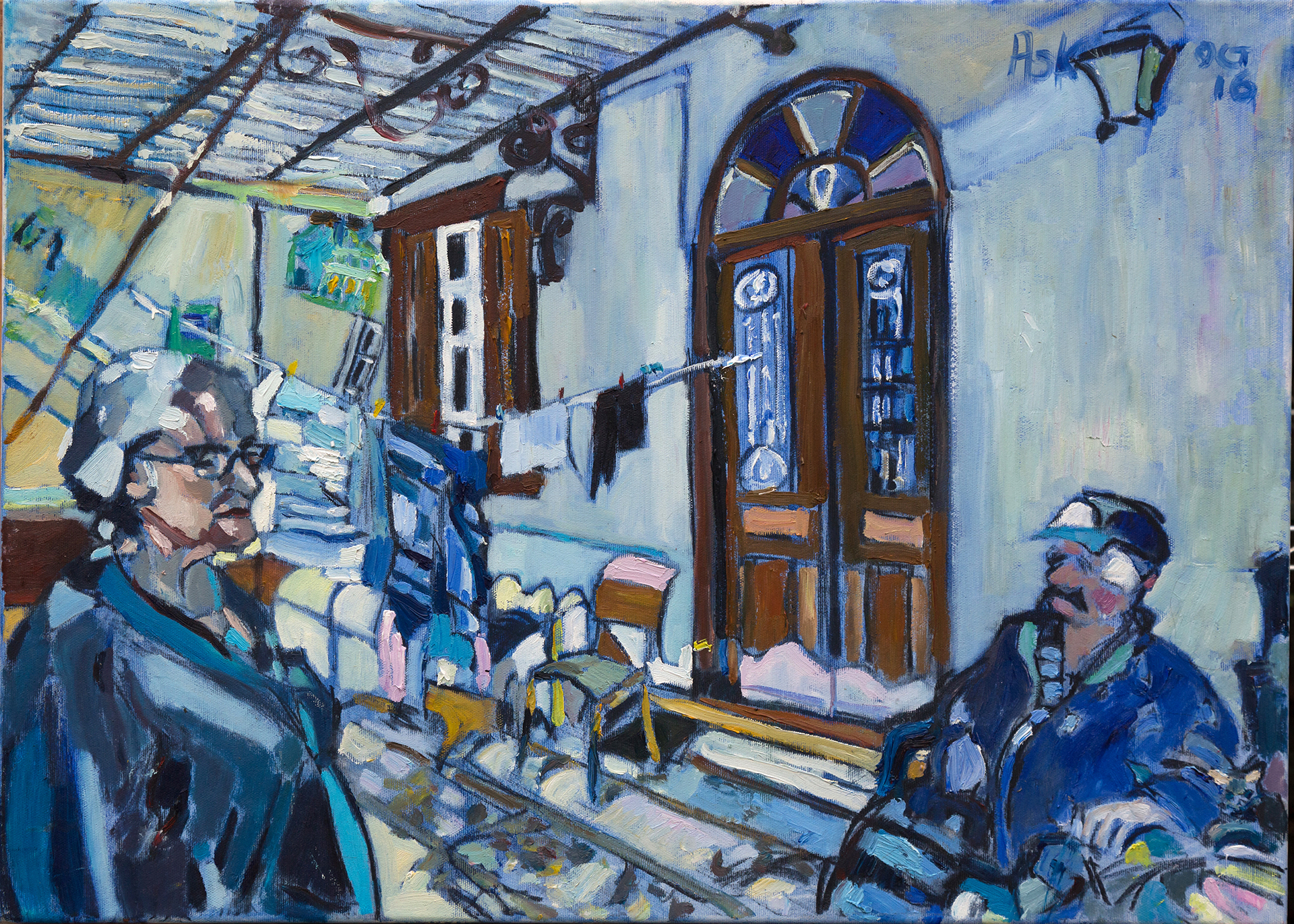 Oil painting in Chios by Elaine Ask artist